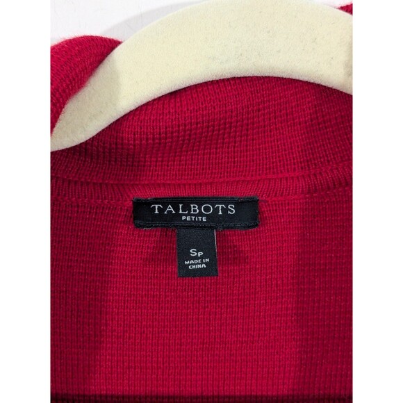 Talbots Red Open Knit Sweater Blazer Size Petite Small Pockets Holidays Career - Picture 3 of 7
